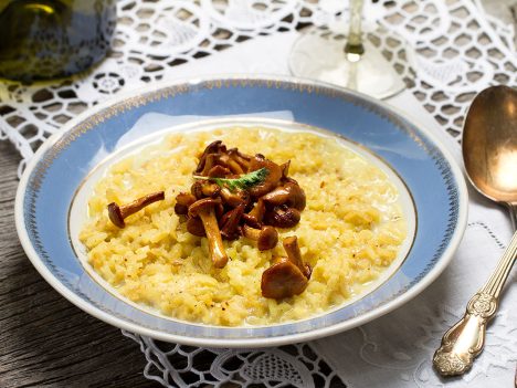 Oranžové rizoto s kuriatkami