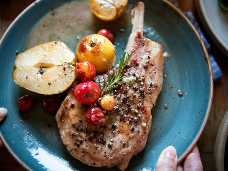 Bravčové kotletky s hruškami