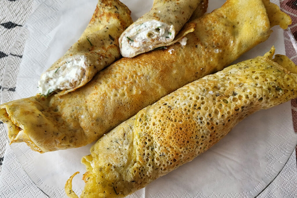 palacinky s bylinkovým tvarohom