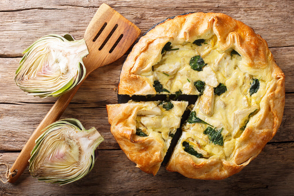 koláč s artičokmi